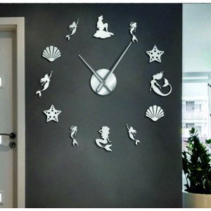 Zrkadlové nástenné hodiny fantázia morská panna