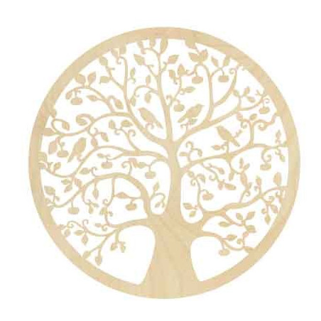 Drevený obraz so stromom a vtákmi - HOJNISŤ