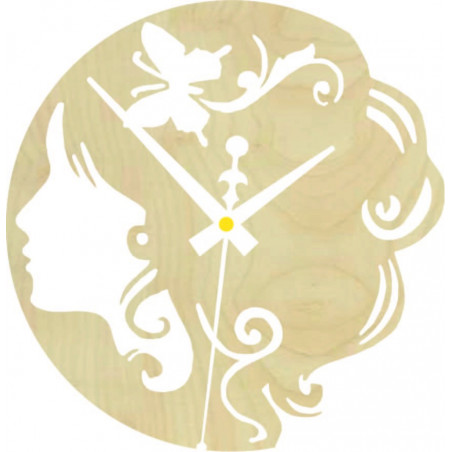 Drevené hodiny - dáma s motýľom vo vlasoch čierne aj farebné | SENTOP PR0399