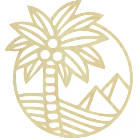 Drevený obraz na stenu palma na pláži - MALLAWI