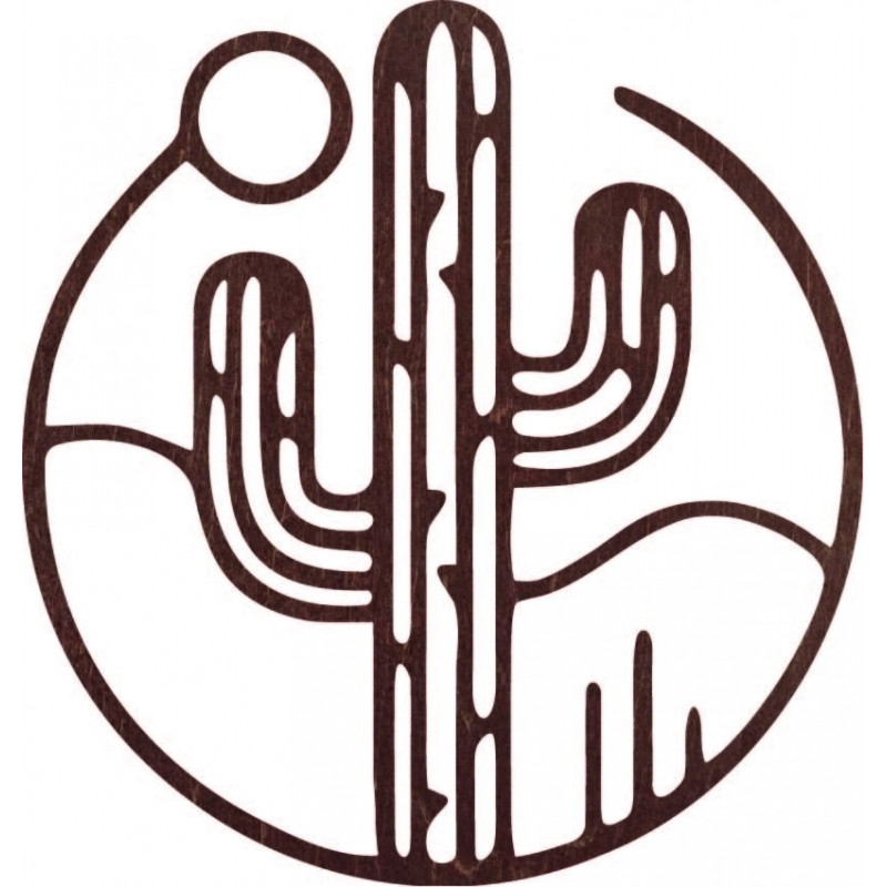 Drevený obraz na stenu kaktus so slnkom - MONK