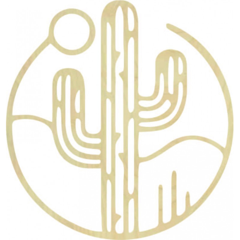 Drevený obraz na stenu kaktus so slnkom - MONK