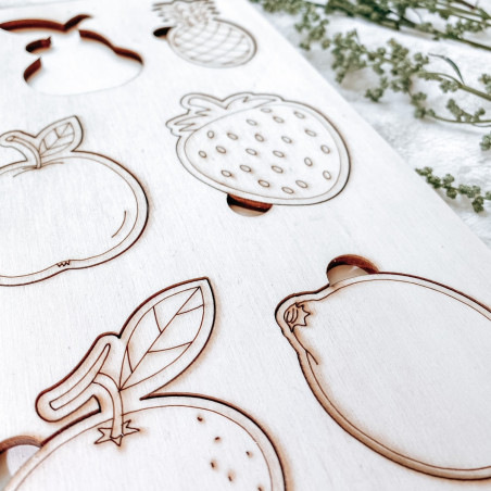 Drevená montessori vkladačka pre deti - OVOCIE | SENTOP | Drevené puzzle 30 x 30 cm  H001