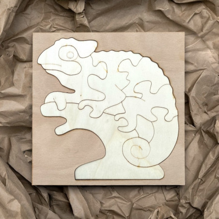 Dvojfarebná drevená montessori vkladačka pre deti 3D puzzle - CHAMELEÓN  TOPOĽ | SENTOP  H014-A