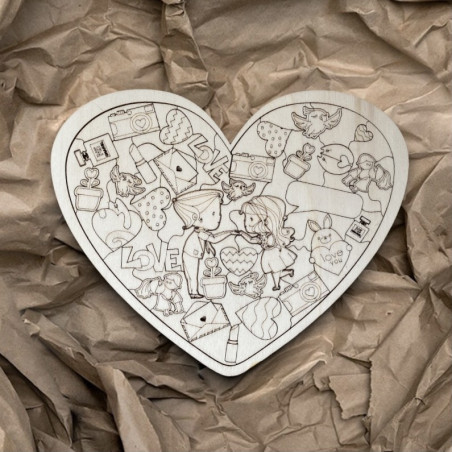 Drevené puzzle v tvare srdca - LÁSKA 145 dielikov | SENTOP H013