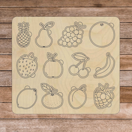 Drevená montessori vkladačka pre deti - OVOCIE | SENTOP | Drevené puzzle 30 x 30 cm  H001