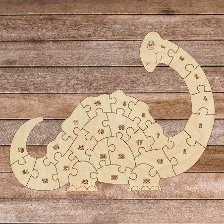 Detské drevené puzzle - Dinosaurus a čísla 26 dielikov | SENTOP  H023