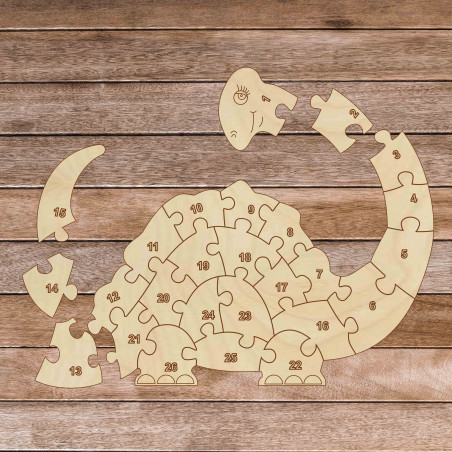 Detské drevené puzzle - Dinosaurus a čísla 26 dielikov | SENTOP  H023