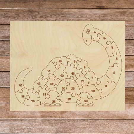 Detské drevené puzzle - Dinosaurus a čísla 26 dielikov | SENTOP  H023