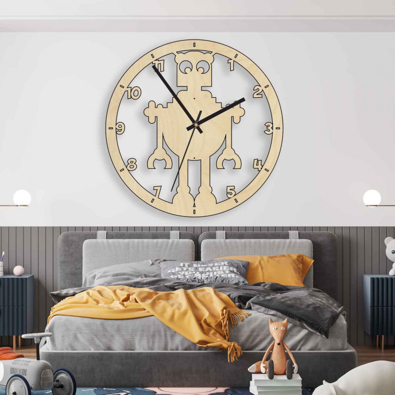 Hodiny na stenu pre deti robot - MELVAR