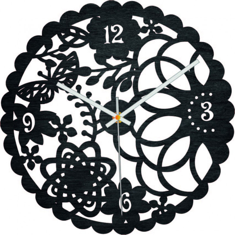 Drevené hodiny na stenu motýlia lúka - FORSED