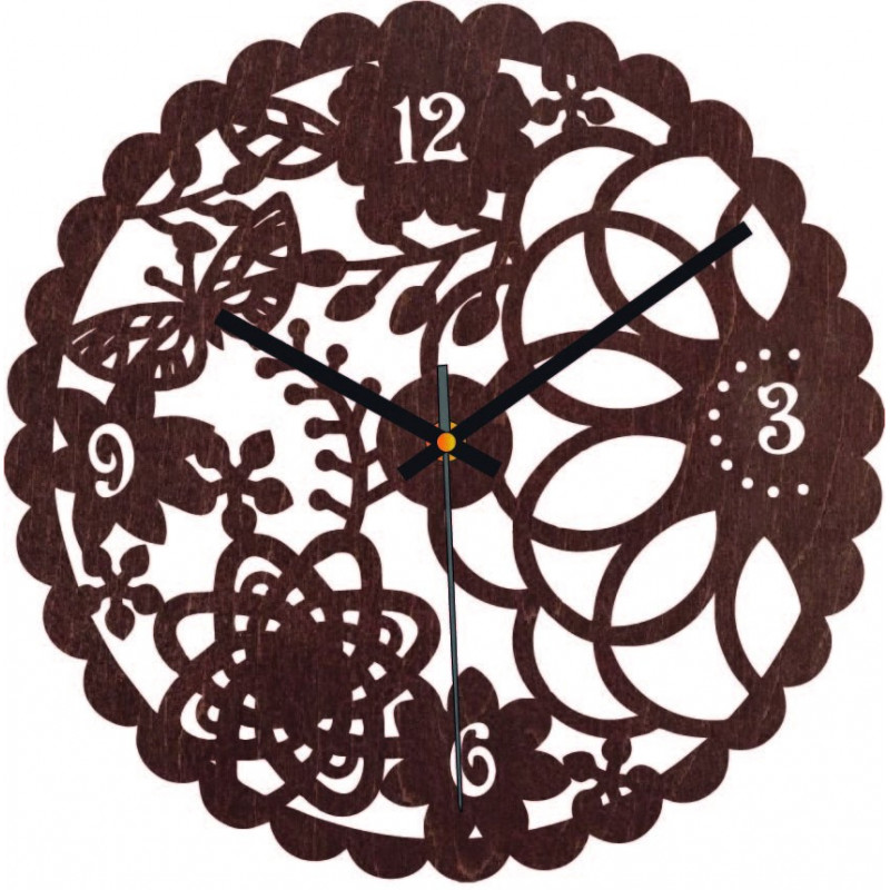 Drevené hodiny na stenu motýlia lúka - FORSED
