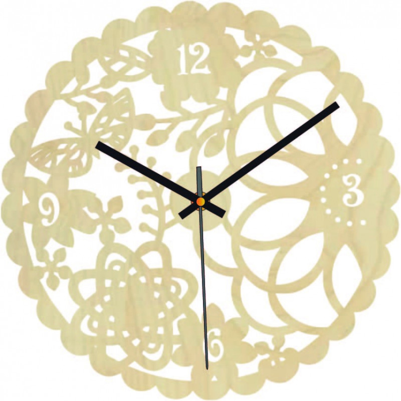 Drevené hodiny na stenu motýlia lúka - FORSED