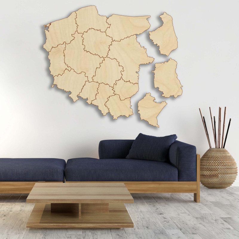 Drevená nástenná mapa Poľská republika - 16...