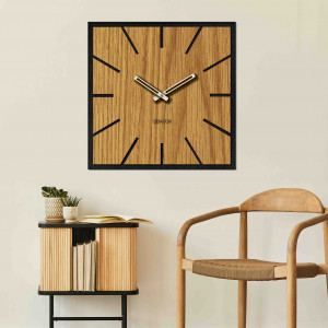 Veľké nástenné hodiny z HDF DUB - až 50 x 50 cm