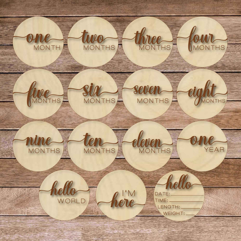Drevené míľnikové kartičky - prvý rok na svete...