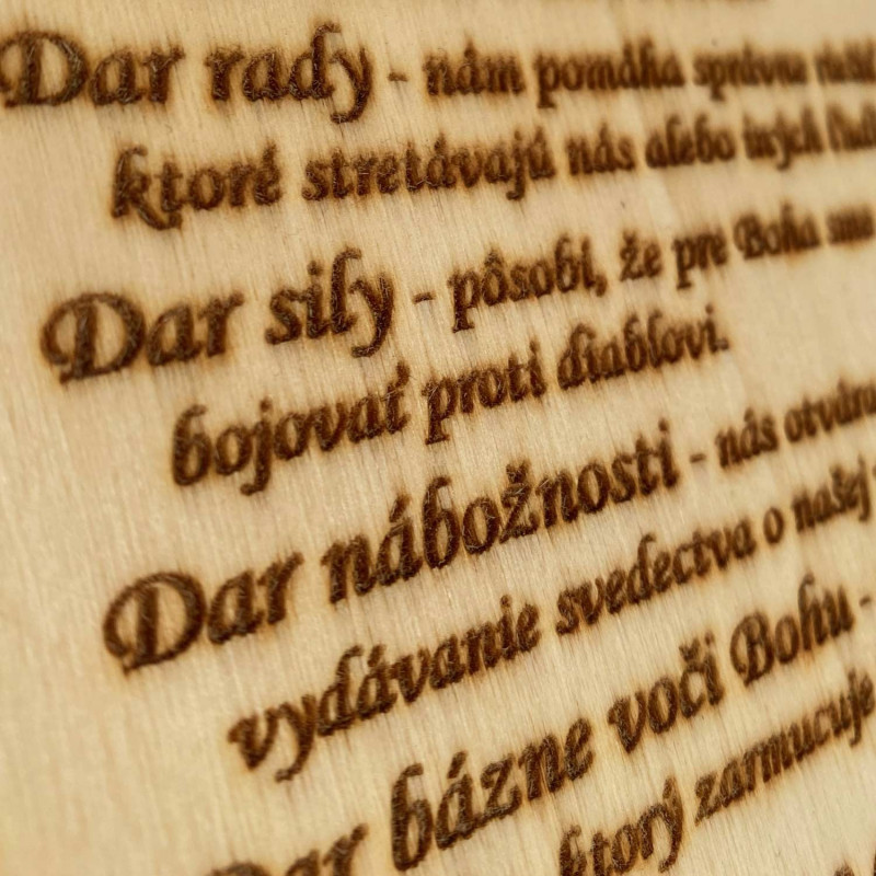 Drevená tabuľka - spomienka na sviatosť birmovania