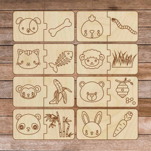 Detská drevená skladačka - Zvieratká a jedlo - 16... 2