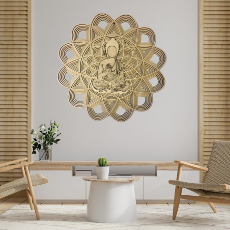 3D obraz na stenu - Sentop | Mandala Buddha | 90 x 90 cm | drevený