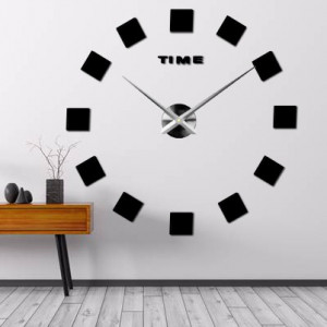 Nástenné hodiny nalepovacie ŠTRVORCE 3D 2