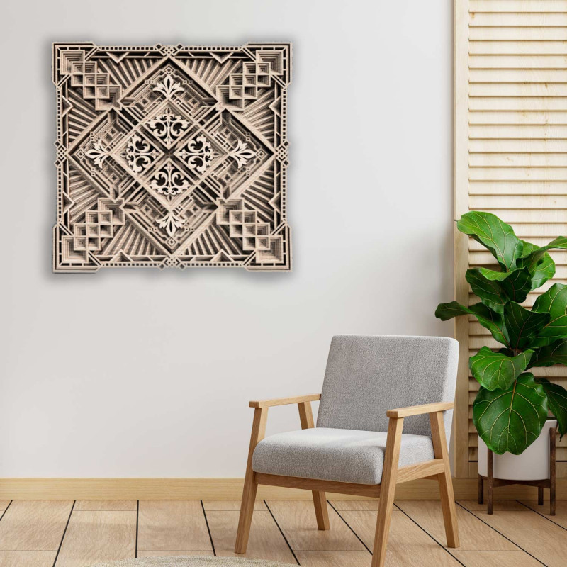 Exkluzívny obraz na stenu mandala 3D štvorec -...