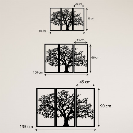 Drevený nástenný obraz Strom života: Sada 3 panelov Drevený nástenný obraz Strom života: Sada 3 panelov