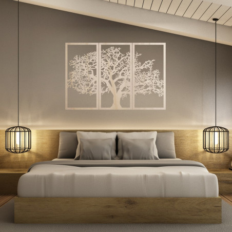 Drevený nástenný obraz Strom života: Sada 3 panelov Drevený nástenný obraz Strom života: Sada 3 panelov