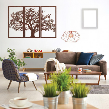 Drevený nástenný obraz Strom života: Sada 3 panelov Drevený nástenný obraz Strom života: Sada 3 panelov