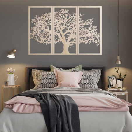 Drevený nástenný obraz Strom života: Sada 3 panelov Drevený nástenný obraz Strom života: Sada 3 panelov
