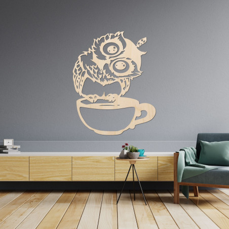 Roztomilý obraz na stenu sova v šálke - ROZALKA