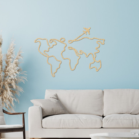 Dizajnová drevená mapa sveta na stenu - WorldLines