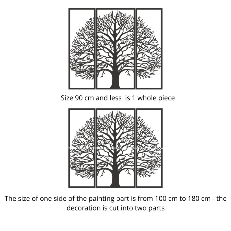 Trojdielna drevená dekorácia na stenu strom...