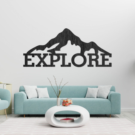 Vyrezávaný obraz z dreva hory - EXPLORE