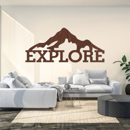 Vyrezávaný obraz z dreva hory - EXPLORE