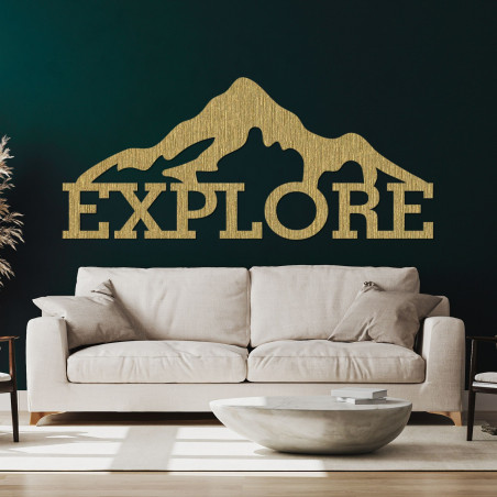 Vyrezávaný obraz z dreva hory - EXPLORE