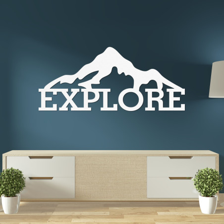 Vyrezávaný obraz z dreva hory - EXPLORE