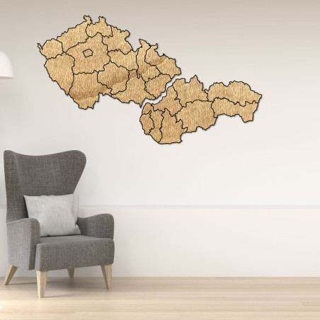 Drevená mapa Slovensko a Česko - PUZZLE