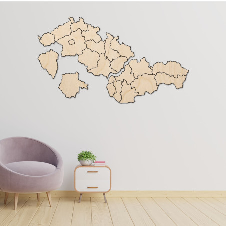 Drevená mapa Slovensko a Česko - PUZZLE