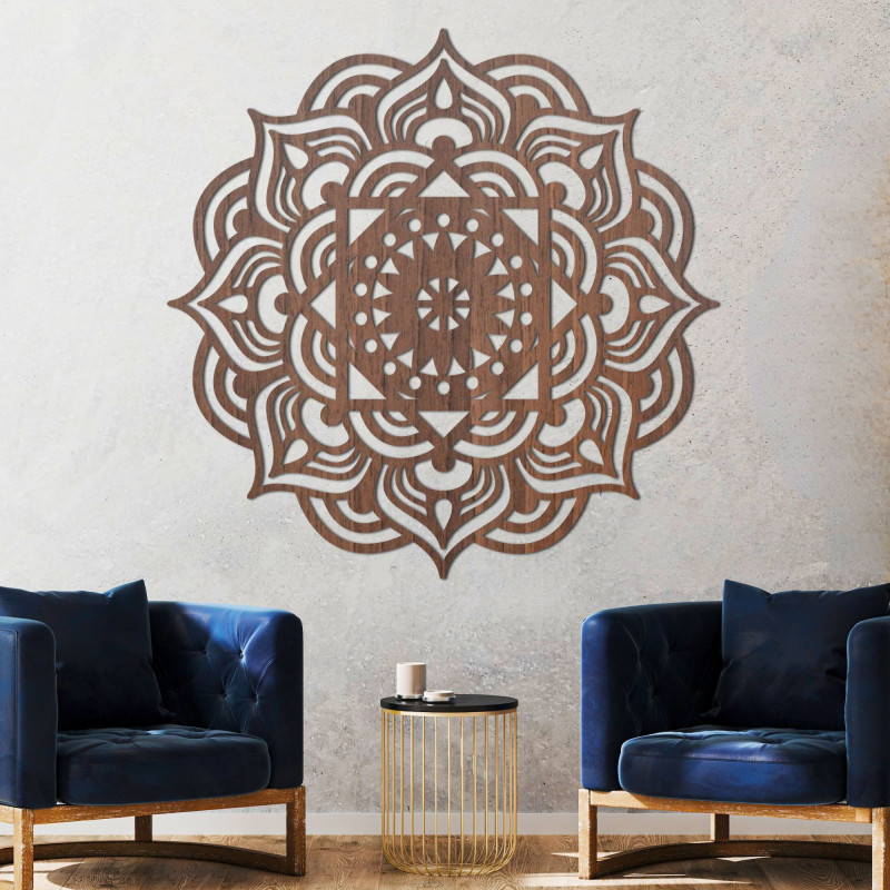 Orientálny drevený obraz na stenu mandala - SYMMETRIA