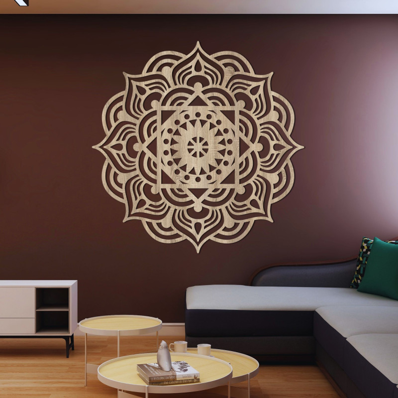 Orientálny drevený obraz na stenu mandala - SYMMETRIA