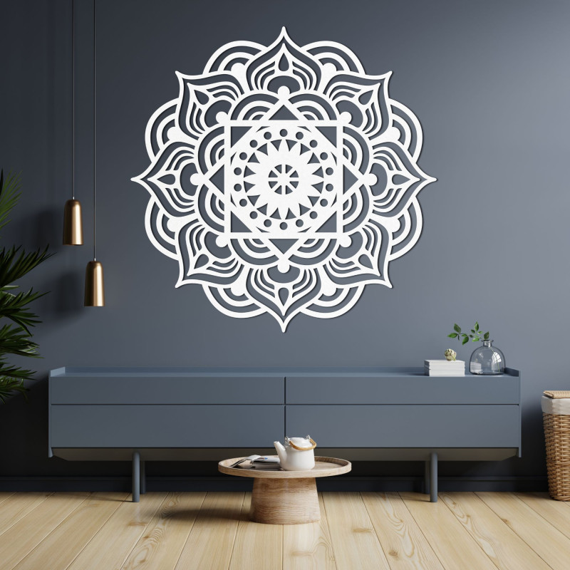 Orientálny drevený obraz na stenu mandala - SYMMETRIA
