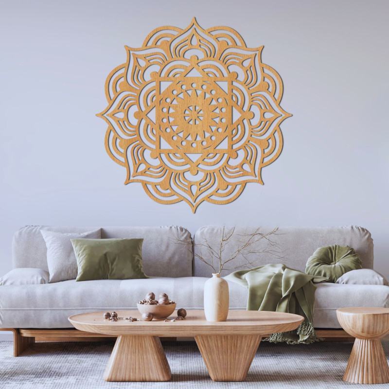 Orientálny drevený obraz na stenu mandala - SYMMETRIA