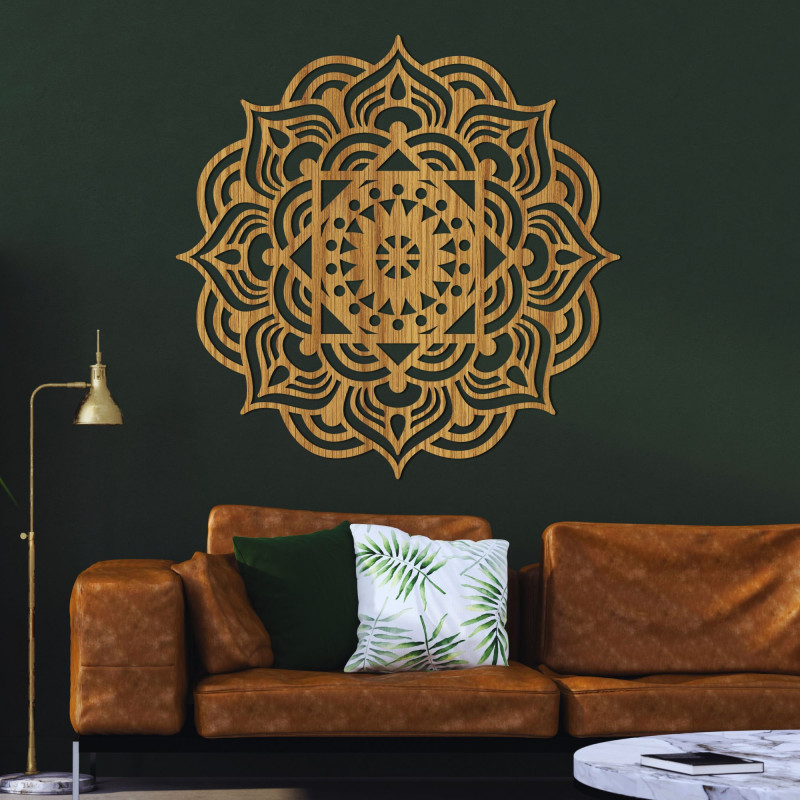 Orientálny drevený obraz na stenu mandala - SYMMETRIA