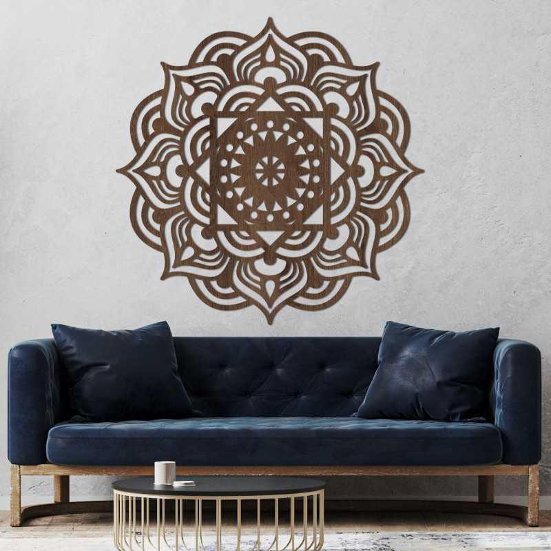 Orientálny drevený obraz na stenu mandala - SYMMETRIA