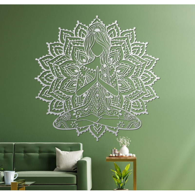 Drevená dekorácia na stenu mandala - NAMASTE
