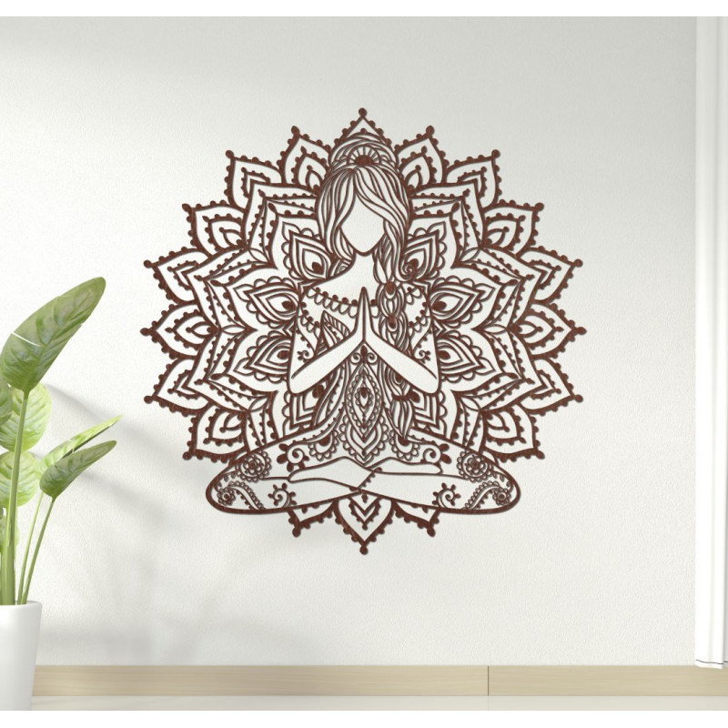 Drevená dekorácia na stenu mandala - NAMASTE