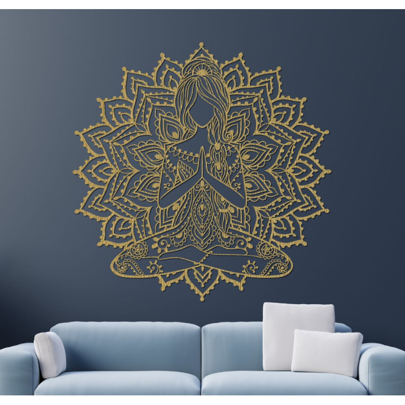 Drevená dekorácia na stenu mandala - NAMASTE