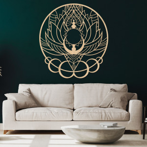 Umelecká drevená dekorácia mandala kvet a slnko - FLORISOLUS 2