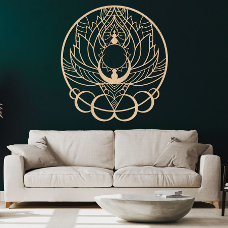 Umelecká drevená dekorácia mandala kvet a slnko - FLORISOLUS