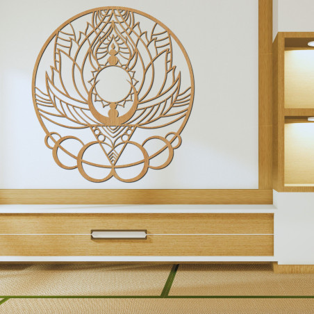 Umelecká drevená dekorácia mandala kvet a slnko - FLORISOLUS